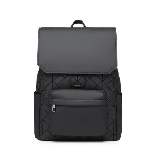 ET2417 - Water-Resistant Urban Geometric Backpack - Black