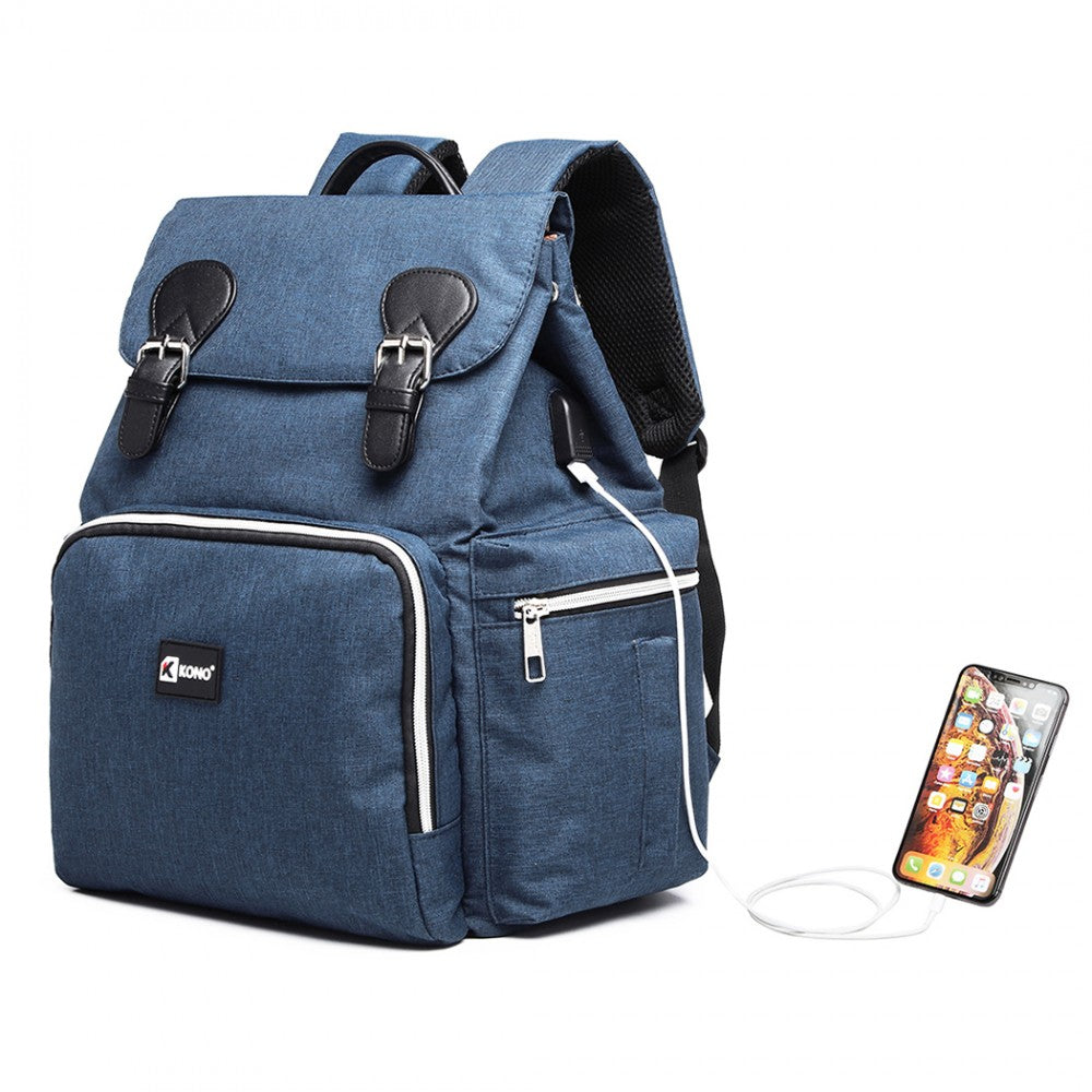 E1976 - Travel Baby Backpack USB Charging Interface - Black/Navy