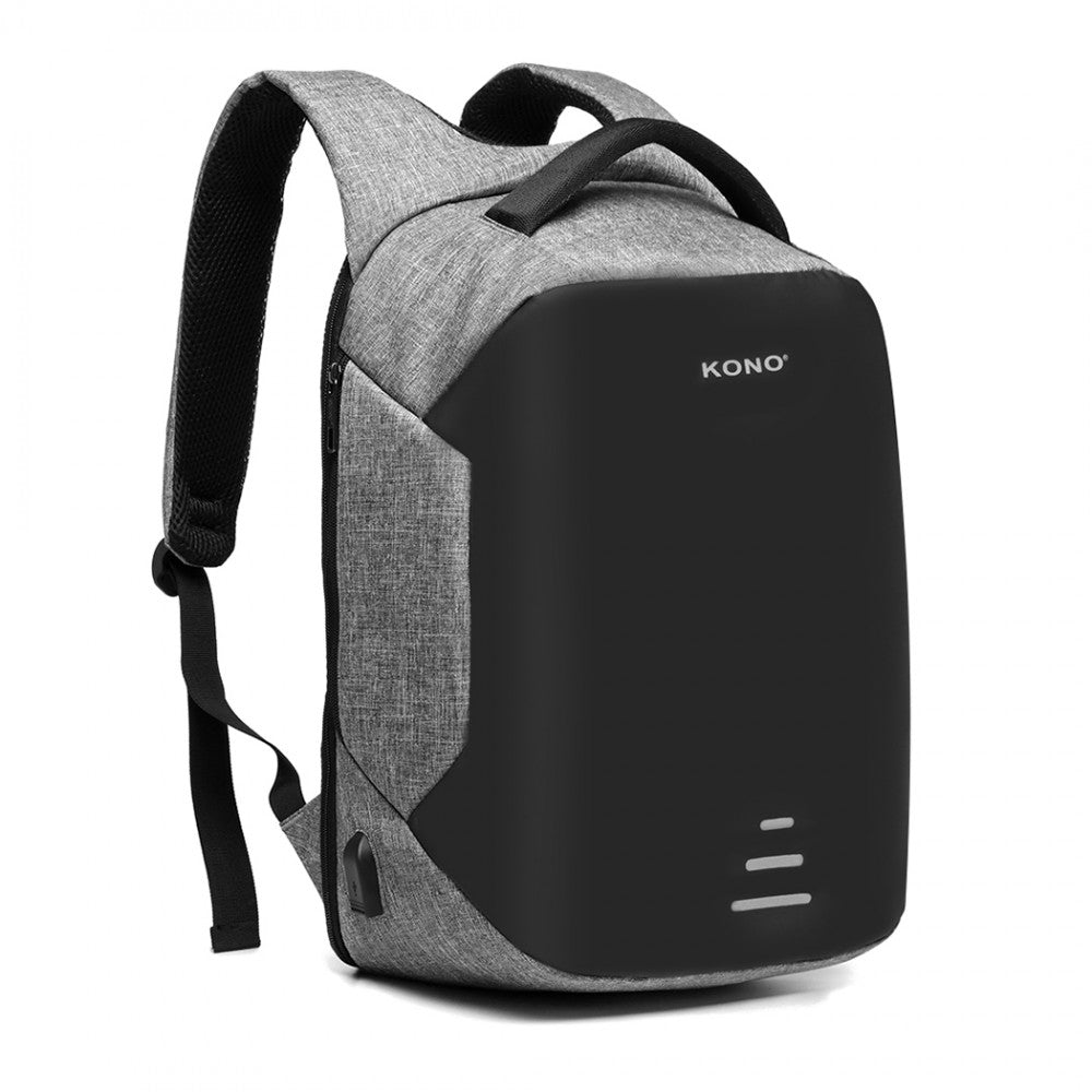 E1946 - Reflective Usb Interface Backpack - Black/Blue/Grey