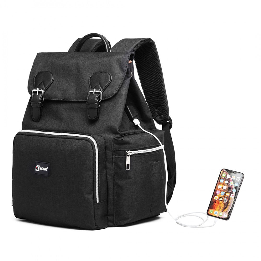 E1976 - Travel Baby Backpack USB Charging Interface - Black/Navy