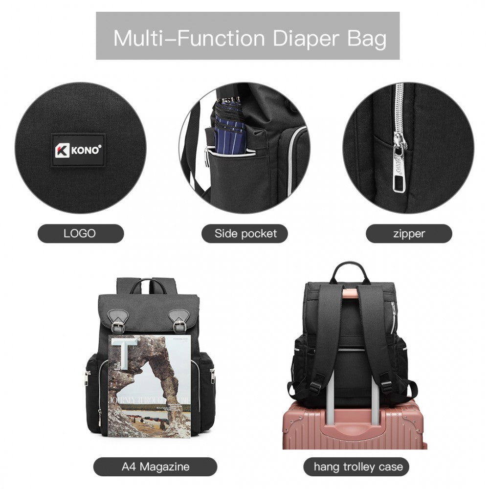 E1976 - Travel Baby Backpack USB Charging Interface - Black/Navy