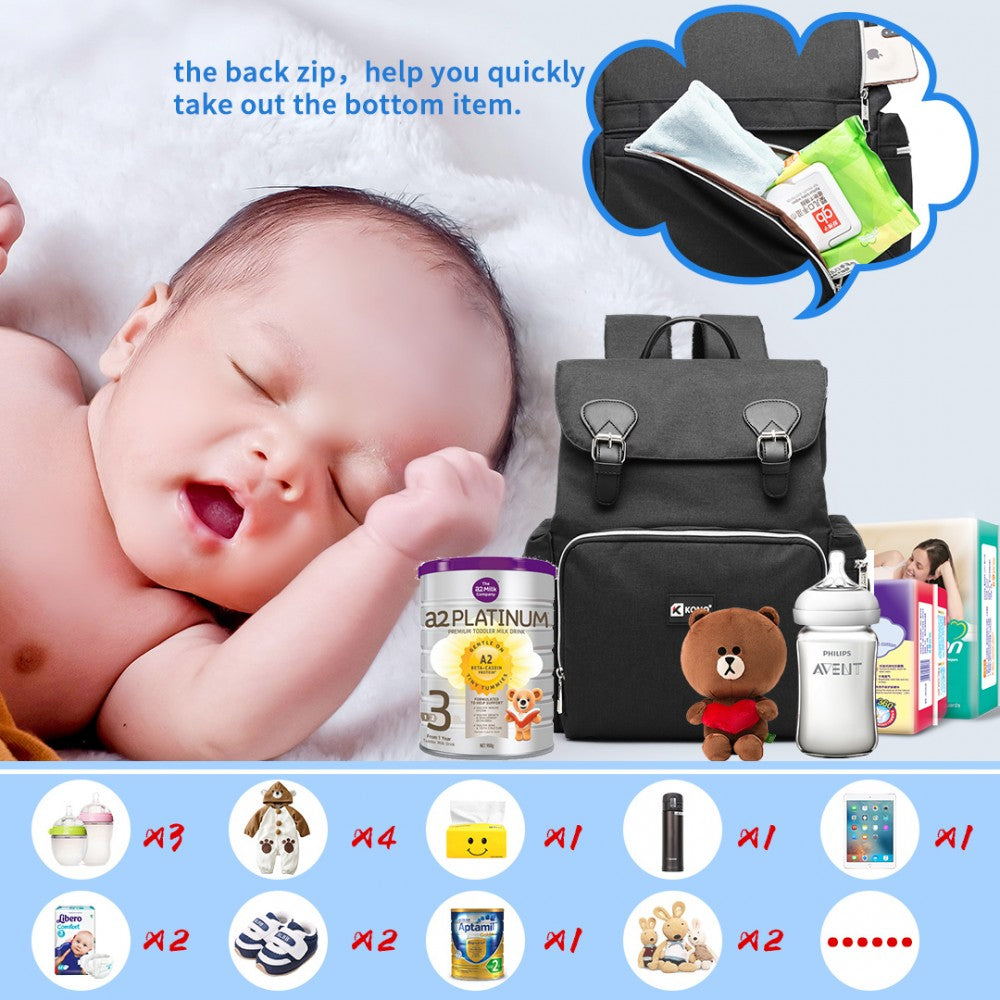 E1976 - Travel Baby Backpack USB Charging Interface - Black/Navy