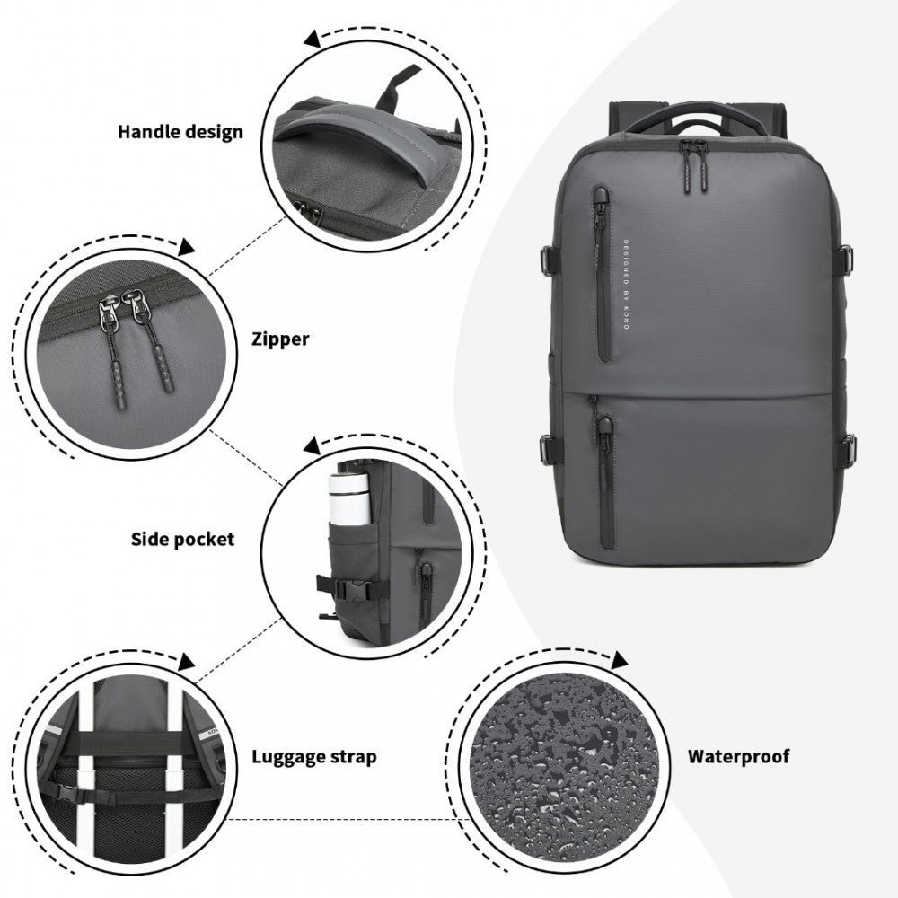 BPK2437 - Carry-On Cabin Size Backpack - Black/Grey