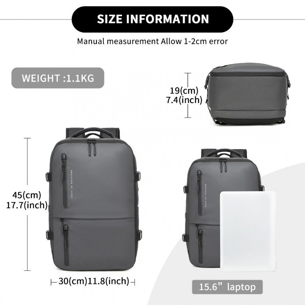 BPK2437 - Carry-On Cabin Size Backpack - Black/Grey