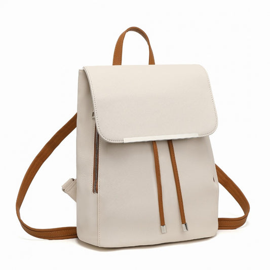 BPM2427 - Miss Lulu Stylish Backpack PU Leather - Black/Beige/White