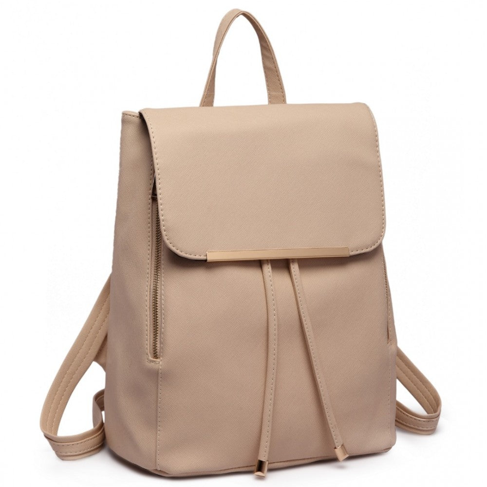 BPM2427 - Miss Lulu Stylish Backpack PU Leather - Black/Beige/White