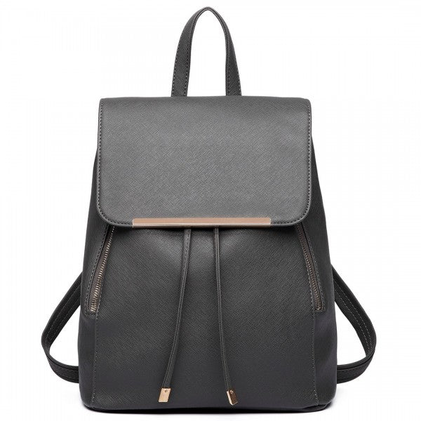 BPM2427 - Miss Lulu Stylish Backpack PU Leather - Black/Beige/White