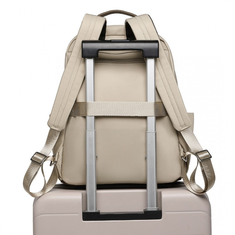 BPM2431 - Stylish Women’s Backpack Trolley Sleeve - Beige/Black/BlackApricot/GreyApricot