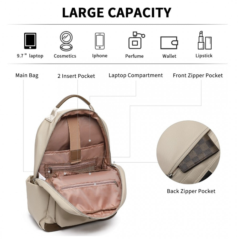BPM2431 - Stylish Women’s Backpack Trolley Sleeve - Beige/Black/BlackApricot/GreyApricot