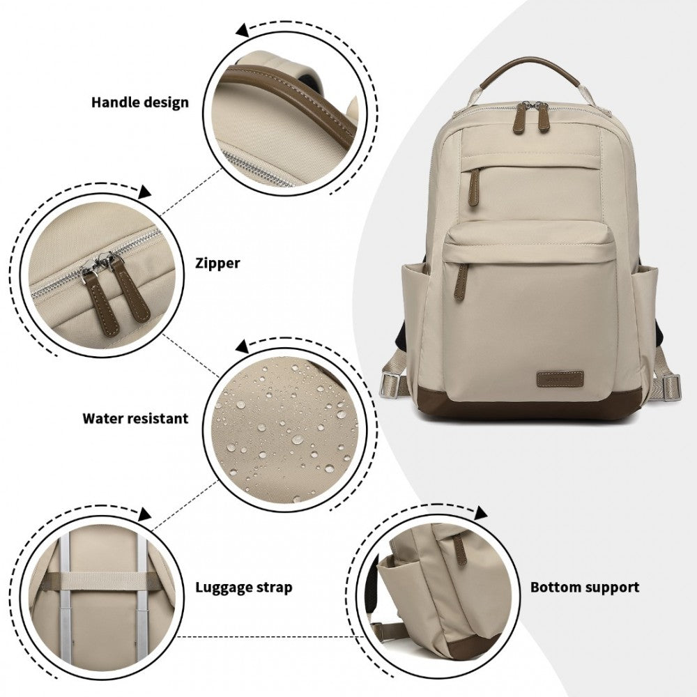 BPM2431 - Stylish Women’s Backpack Trolley Sleeve - Beige/Black/BlackApricot/GreyApricot