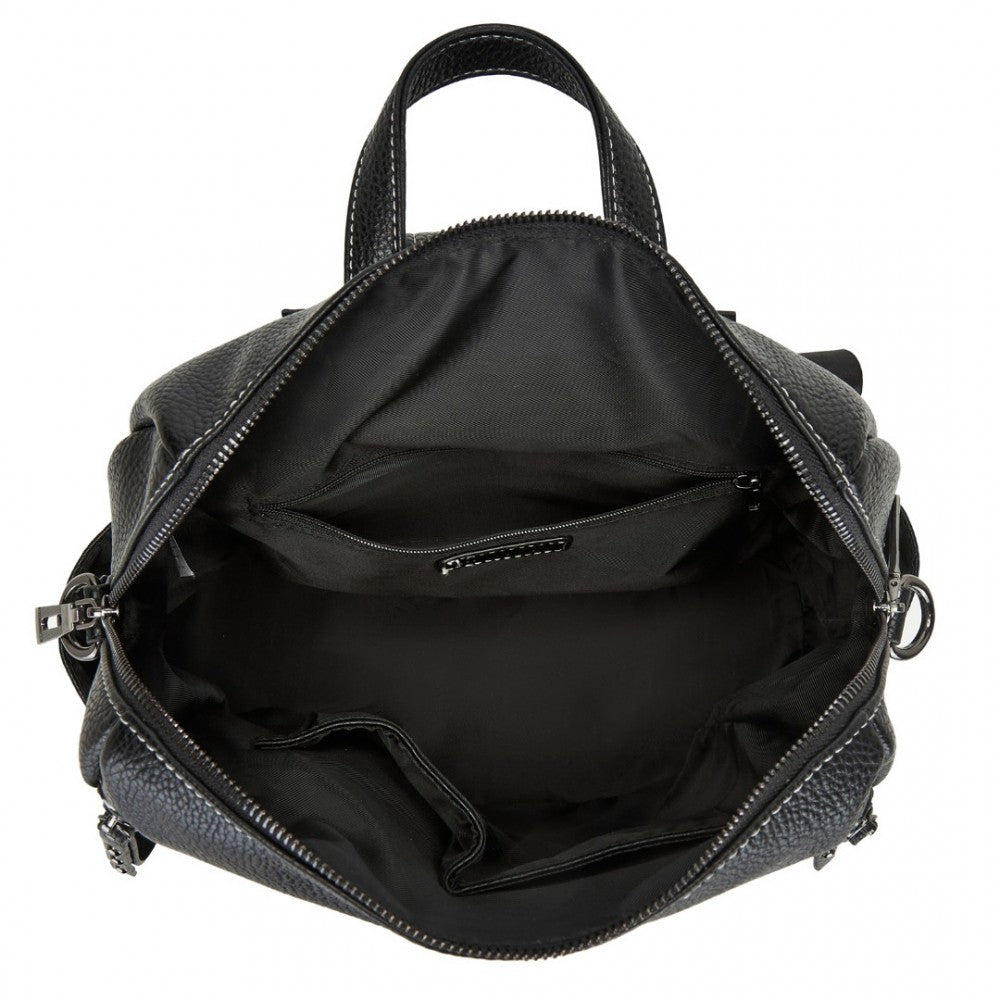 BPM2438 - Women's PU Leather Backpack & Shoulder Bag - Brown/Black