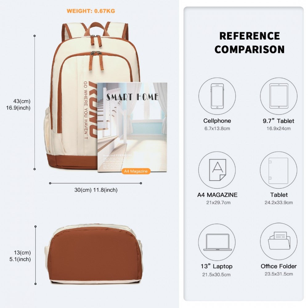 EB2325 - Waterproof Casual Backpack - Beige