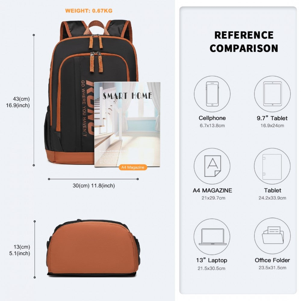 EB2325 - Waterproof Casual Backpack - Black