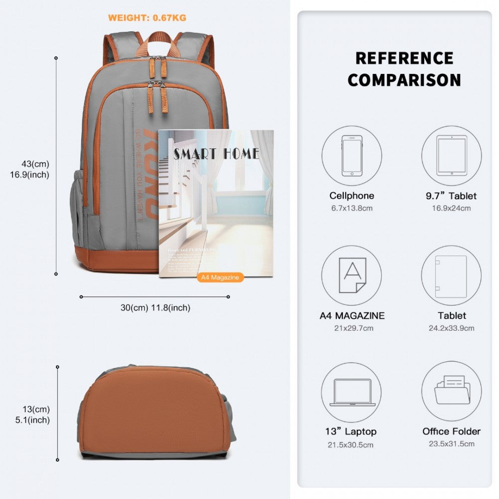 EB2325 - Waterproof Casual Backpack - Grey