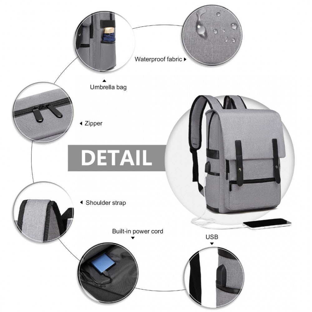 EG2032 - Smart Backpack USB Chargeable Interface - Grey