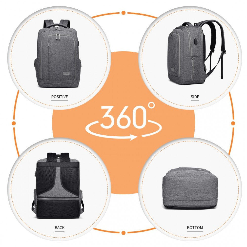 EM2111 - Multi-Compartment Backpack USB - Grey/Black