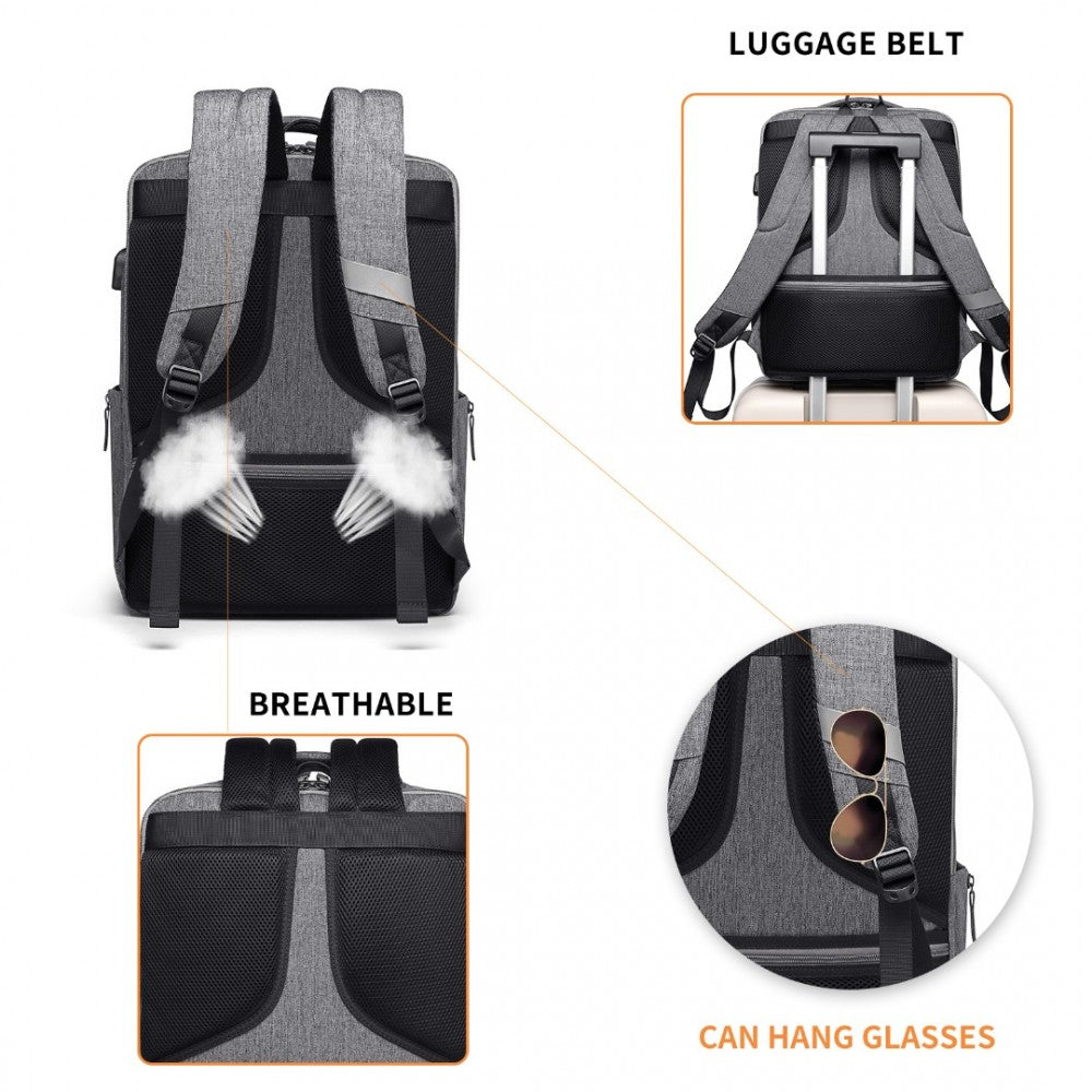 EM2111 - Multi-Compartment Backpack USB - Grey/Black