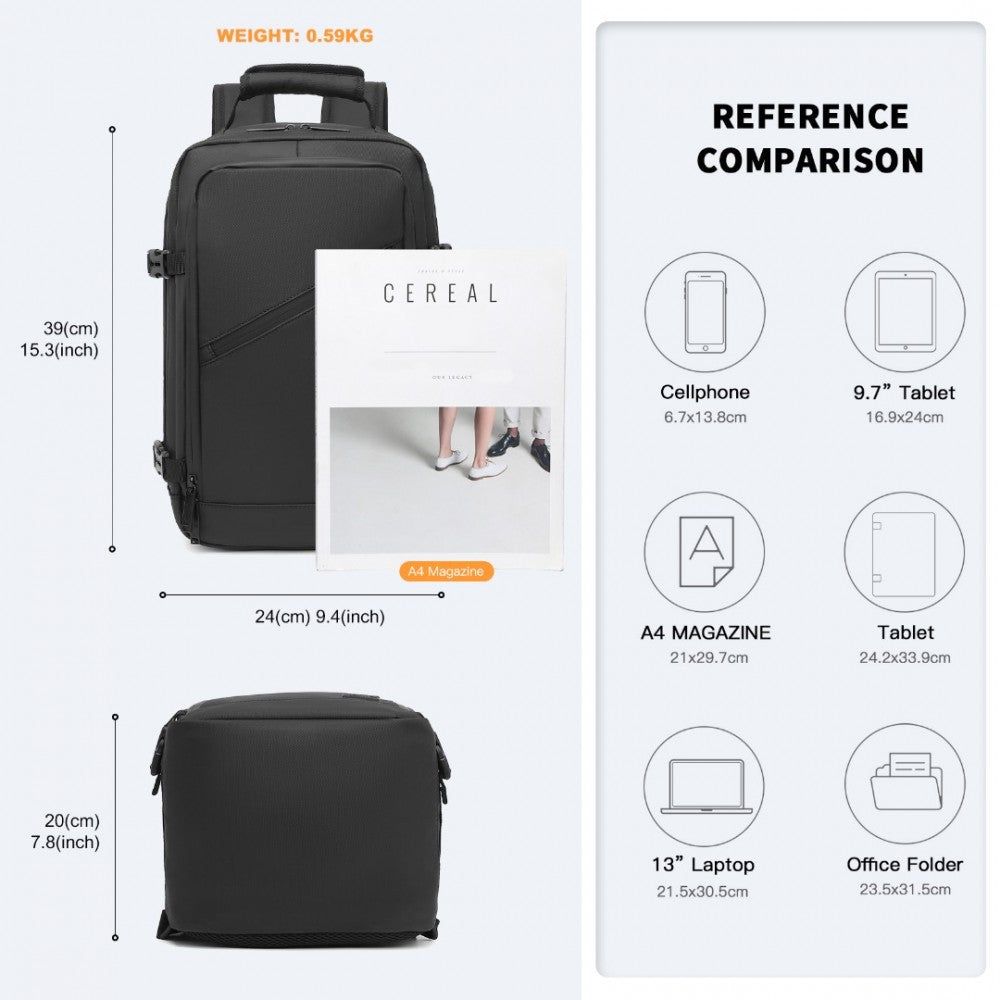 EM2334 - PVC Coated Cabin Bag Carry On Travel Backpack - Grey