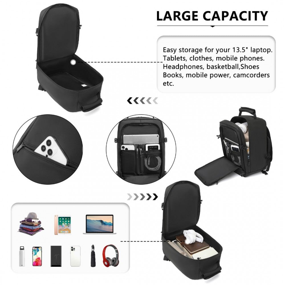 EM2334 - PVC Coated Cabin Bag Carry On Travel Backpack - Grey