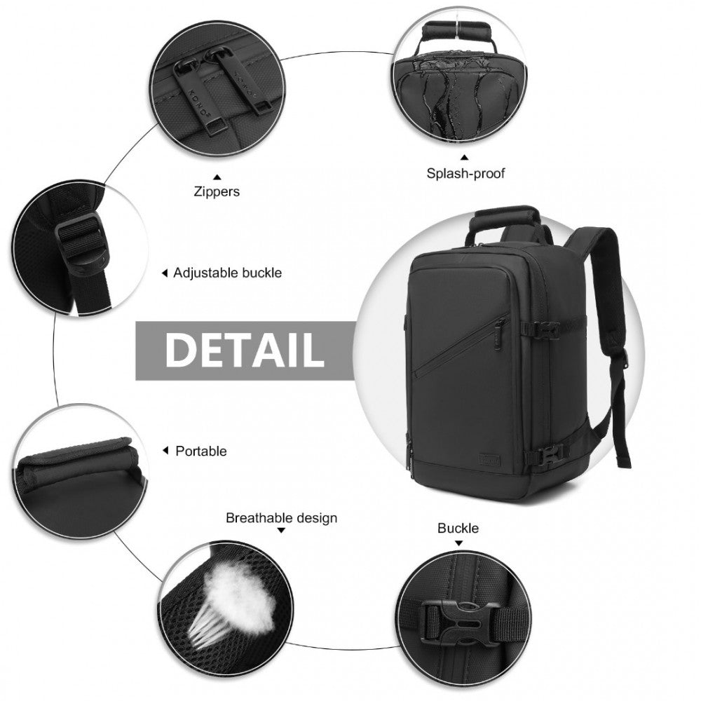 EM2334 - PVC Coated Cabin Bag Carry On Travel Backpack - Grey