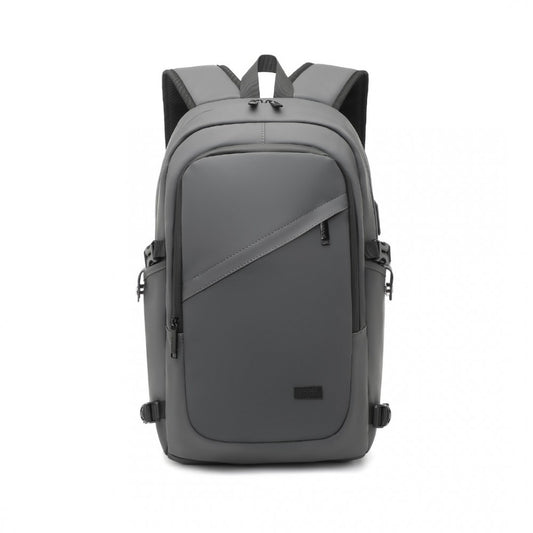 EM2349 - PVC Coated Waterproof Backpack USB - Black/Grey