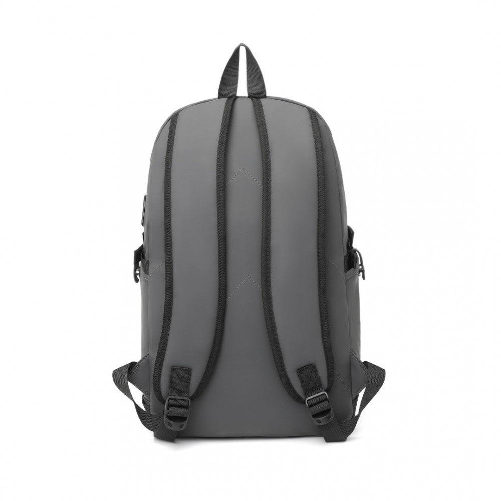 EM2349 - PVC Coated Waterproof Backpack USB - Black/Grey