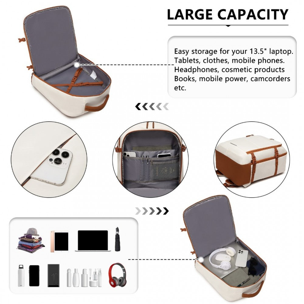 EM2413 - Premium Carry-On Travel Backpack Cabin Bag - Beige Brown