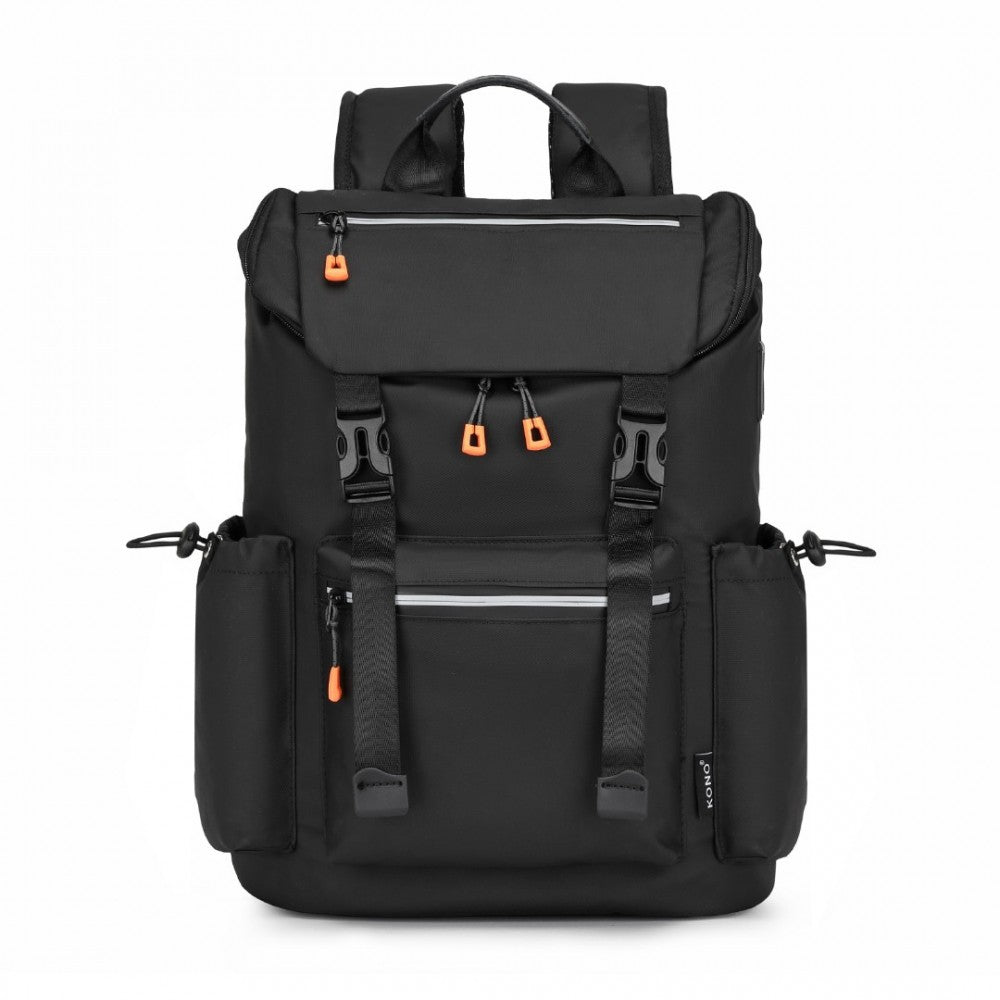 EQ2404 - Advanced Leisure Backpack Reflective USB - Grey/Black