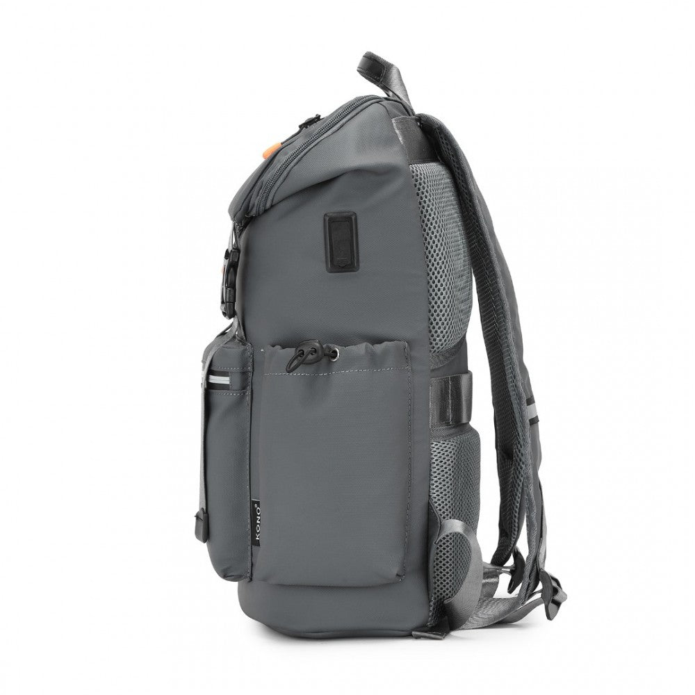 EQ2404 - Advanced Leisure Backpack Reflective USB - Grey/Black