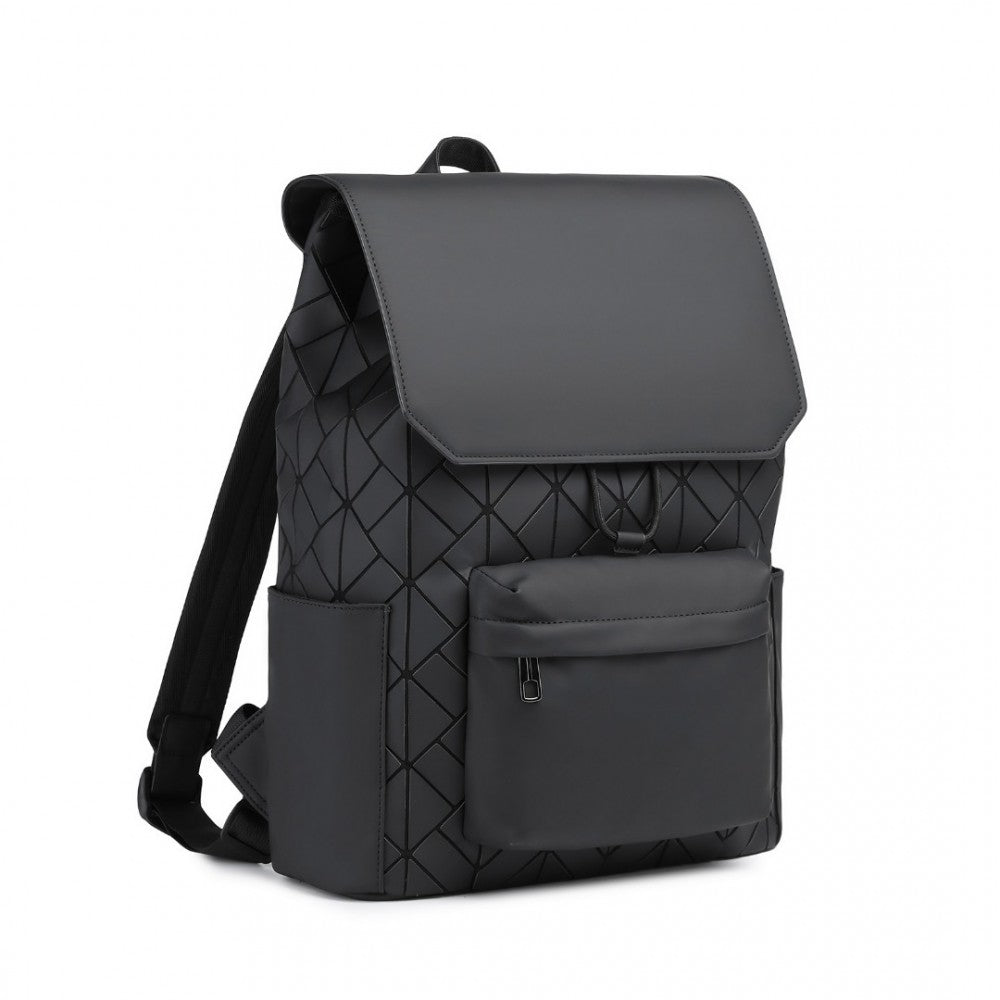ET2417 - Water-Resistant Urban Geometric Backpack - Black