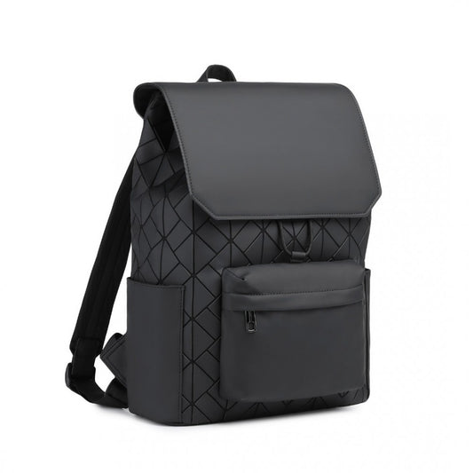 ET2417 - Water-Resistant Urban Geometric Backpack - Black