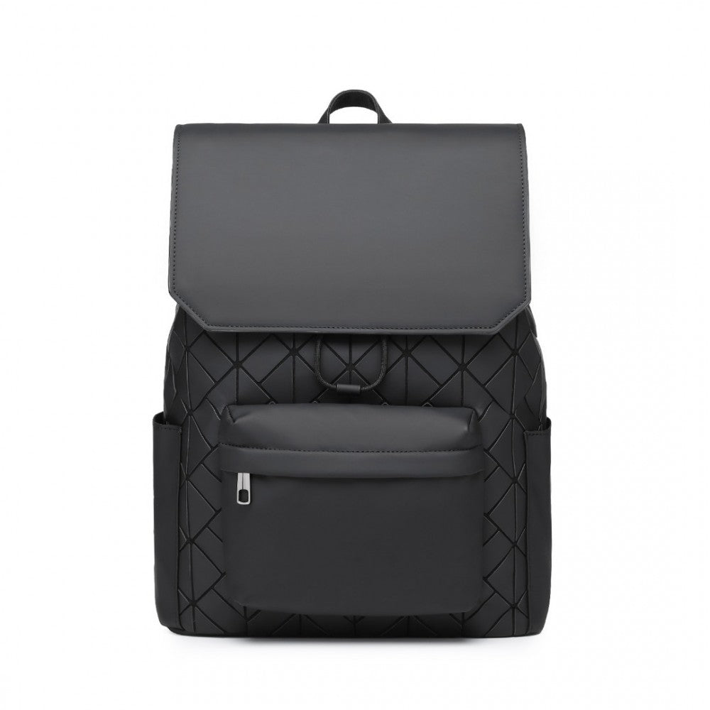 ET2417 - Water-Resistant Urban Geometric Backpack - Black