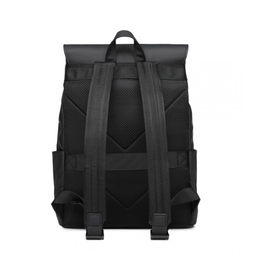 ET2417 - Water-Resistant Urban Geometric Backpack - Black