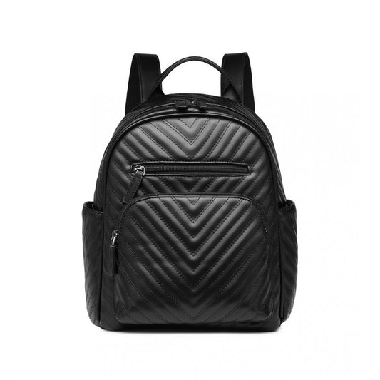 LG2323 - Lulu Water-resistant Chic PU Leather Backpack - Black