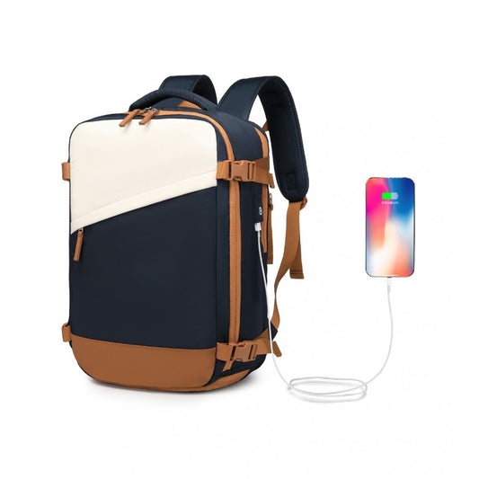 S2362 - Functional Backpack Shoe Compartment USB - Black/Navy/Grey