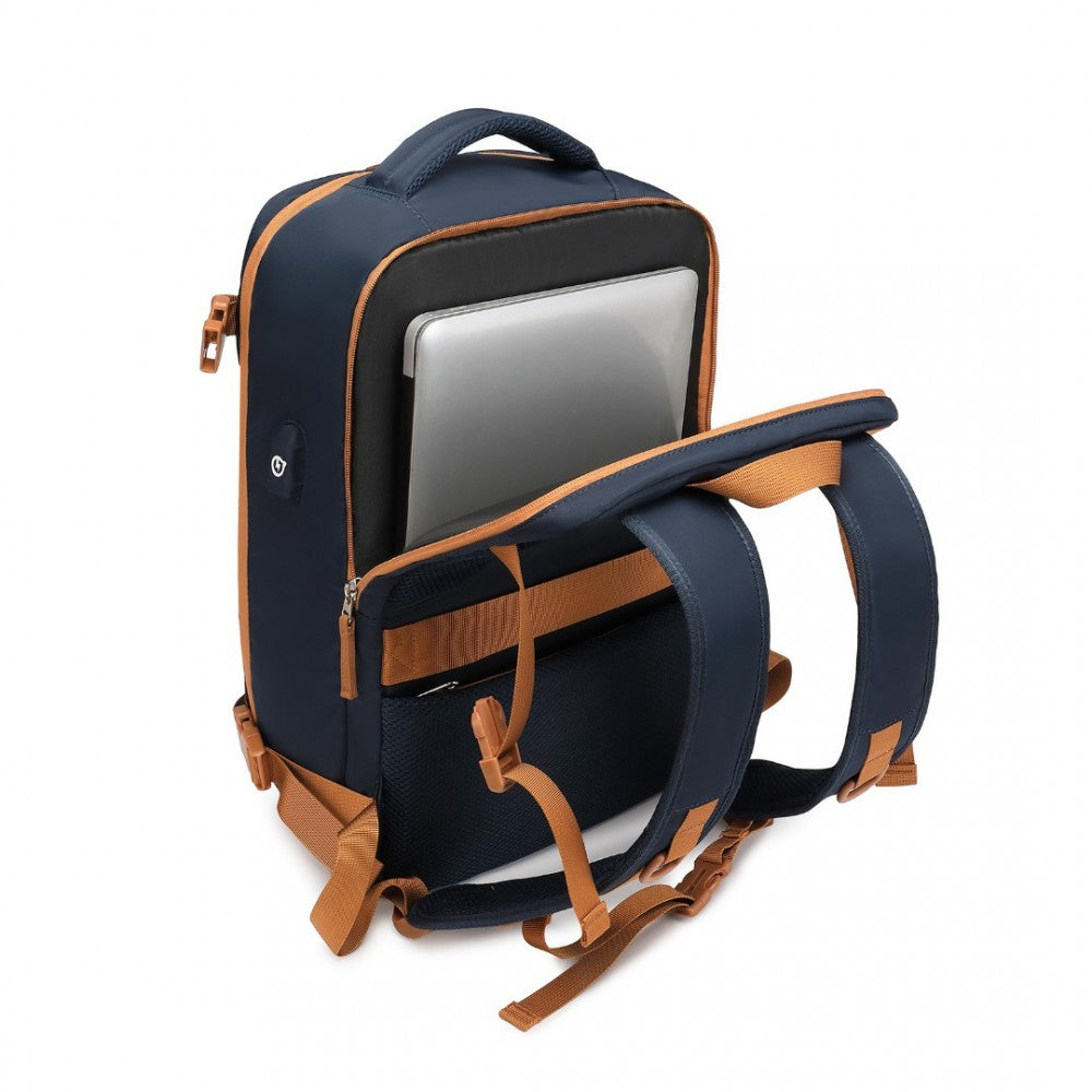 S2362 - Functional Backpack Shoe Compartment USB - Black/Navy/Grey